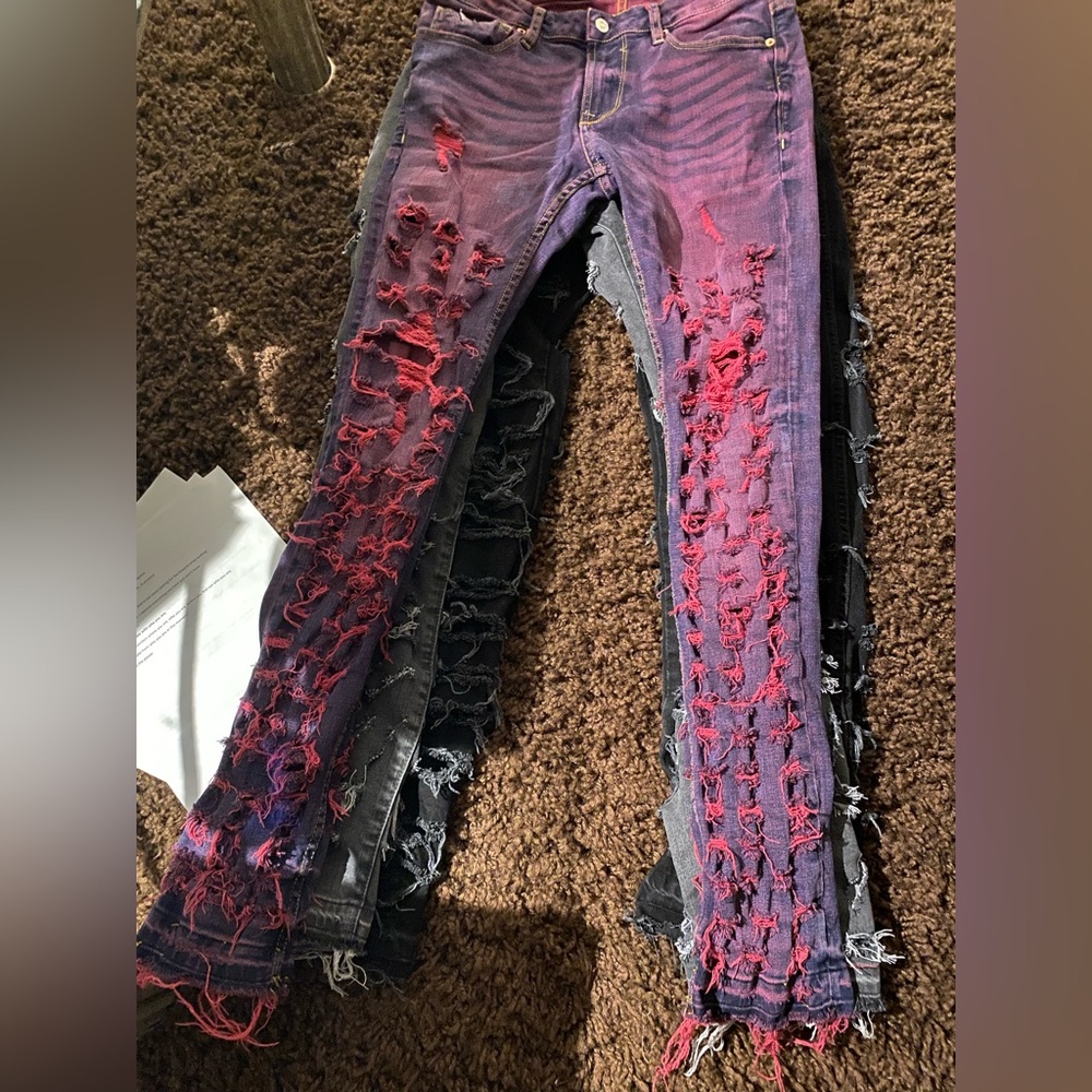 distressed straight jeans